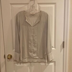 LOFT White Cuffed Sleeve Sailor Collar Blouse